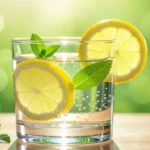 Frissítő citromos víz mentalevelekkel, amely támogatja az egészséget.