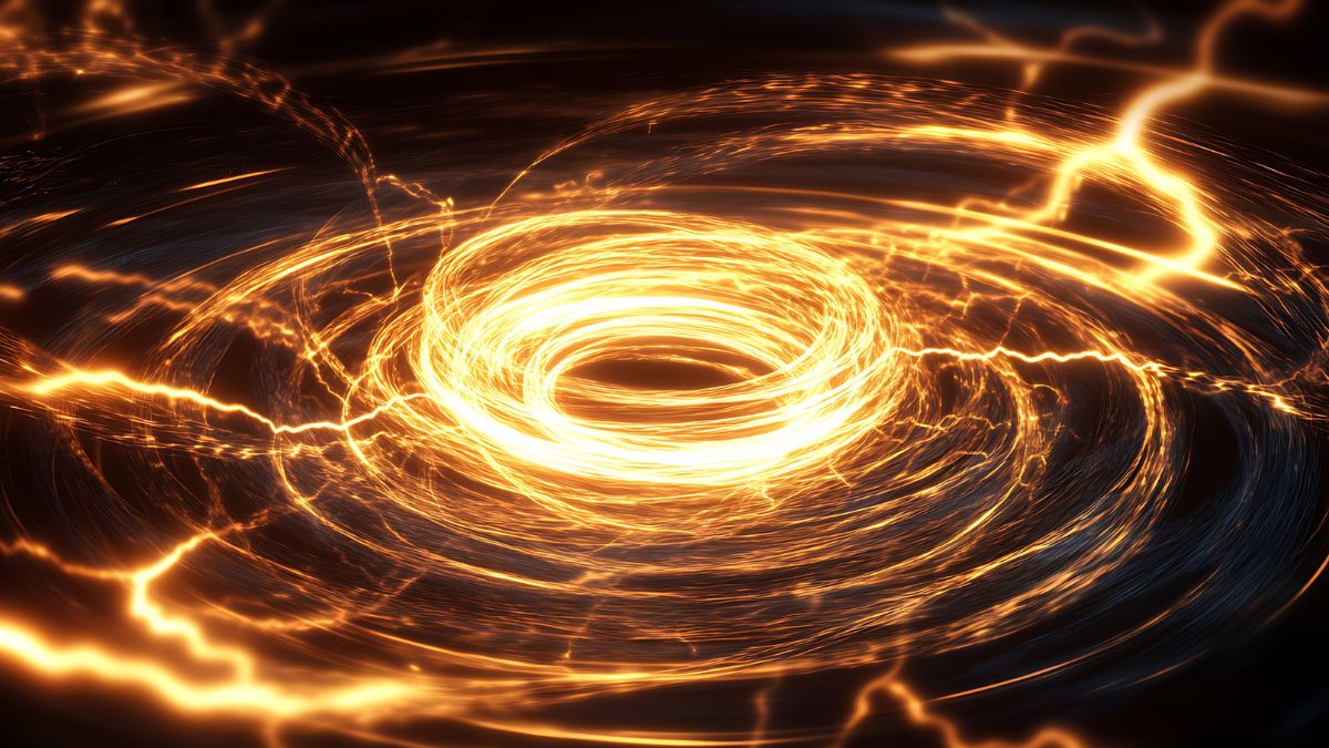 Egy energikus spirál, amely fényes aranysárga vonalakkal ábrázolja az életerő áramlását.