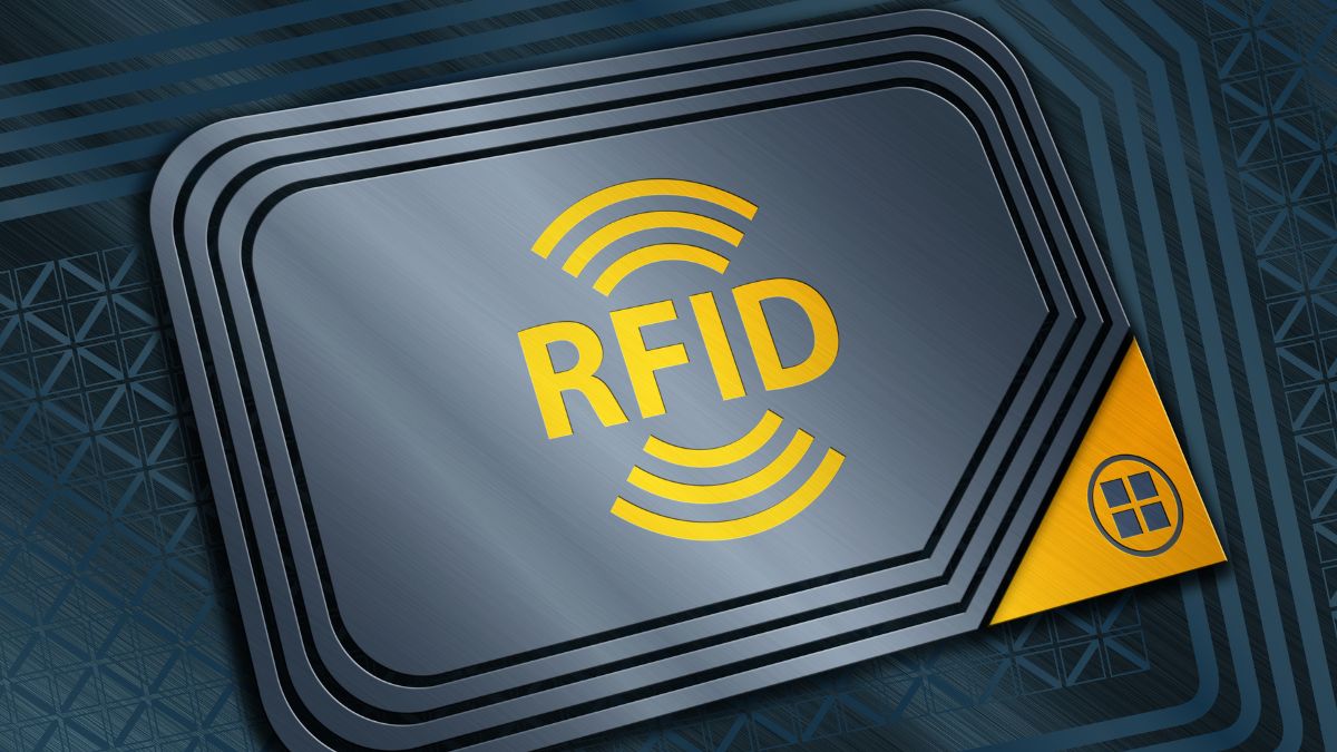 RFID technológia logója, amely az azonosítást és nyomon követést szimbolizálja.