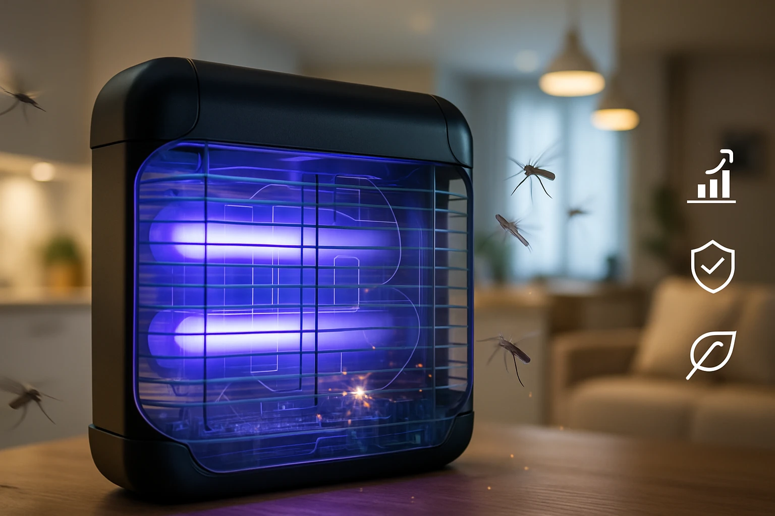 Egy modern rovarirtó készülék, amely UV fényt használ a rovarok vonzására.