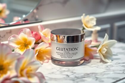 Glutation krém bőrápoláshoz virágok között