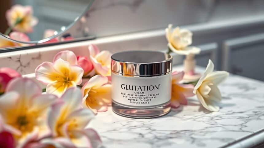 Glutation krém bőrápoláshoz virágok között
