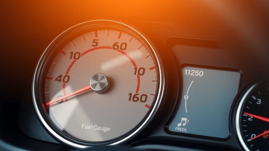 Üzemanyagszint-jelző a jármű műszerfalán