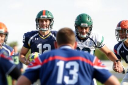 Csapatsport edzés közbeni pillanat, fiatal sportolók együttműködésével.