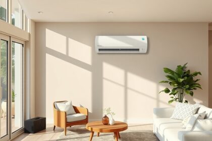 Inverteres klíma moderne szobában, nappali környezetben.