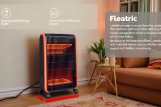 Modern villanykályha használatban, kényelmes lakótérben.