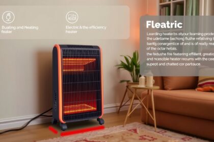 Modern villanykályha használatban, kényelmes lakótérben.