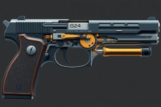 PA-63 pisztoly részletes technikai ábrázolása szemből