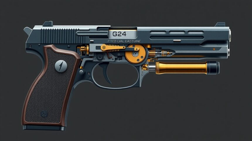 PA-63 pisztoly részletes technikai ábrázolása szemből