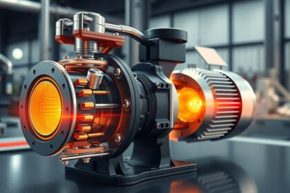 Vibrációs szivattyú részlete egy ipari környezetben.