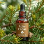 Atlas cédrus illóolaj üveg, cédrus ágak között