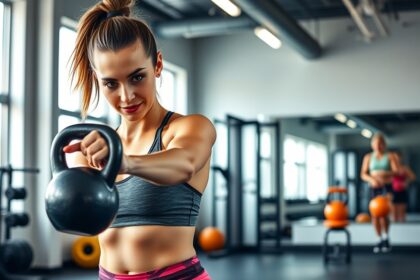 Kettlebell edzés női fitneszteremben, zsírégetés és izomerősítés céljából