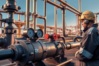 Földgáz nyomáscsökkentő berendezés működés közben