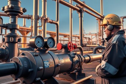 Földgáz nyomáscsökkentő berendezés működés közben