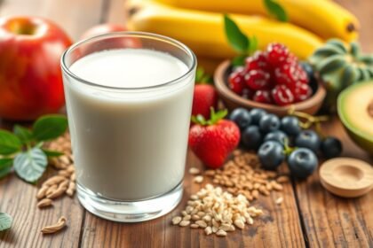 Friss kefir gyümölcsökkel és magokkal, egészséges ital