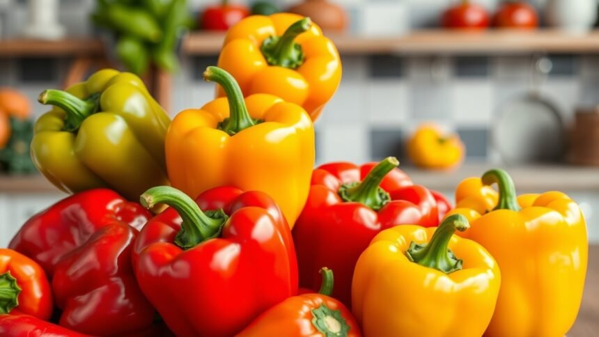Többféle színű TV paprika, friss és egészséges