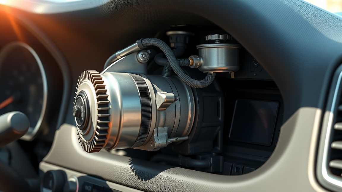 Autóklíma kompresszor részlet a jármű belsejében