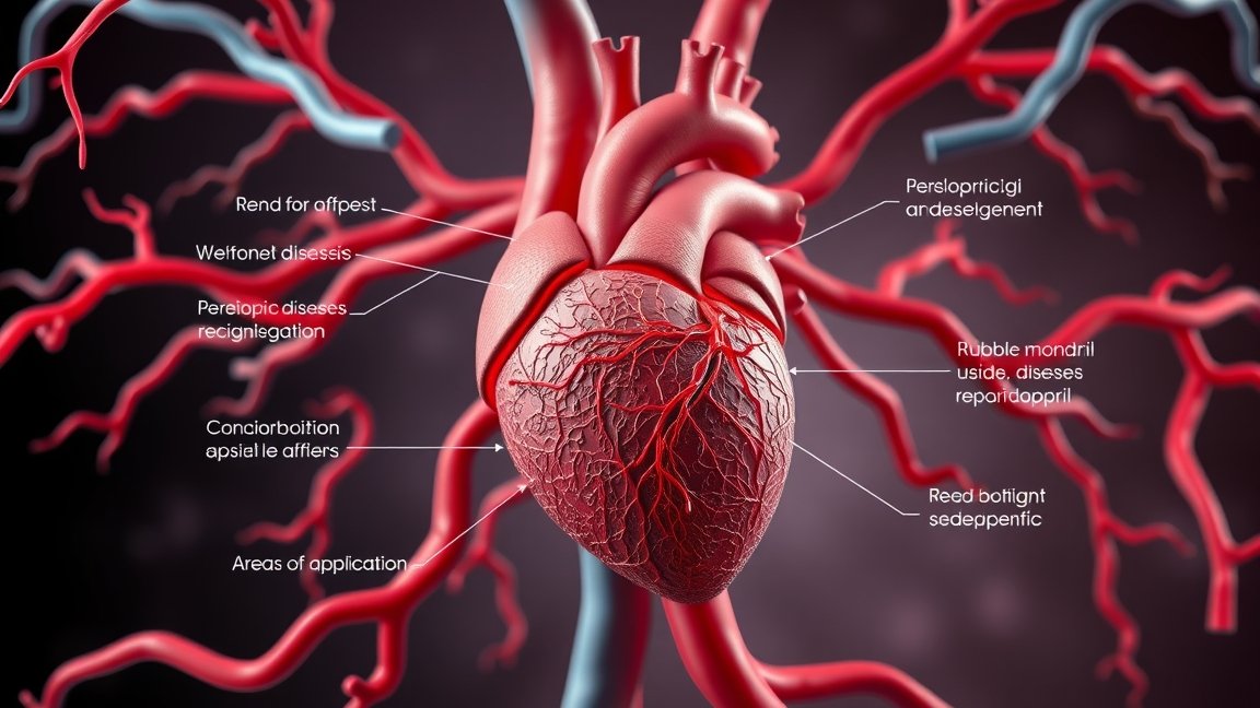 A szív- és érrendszeri rendszer illusztrációja perindopril hatásmechanizmusával