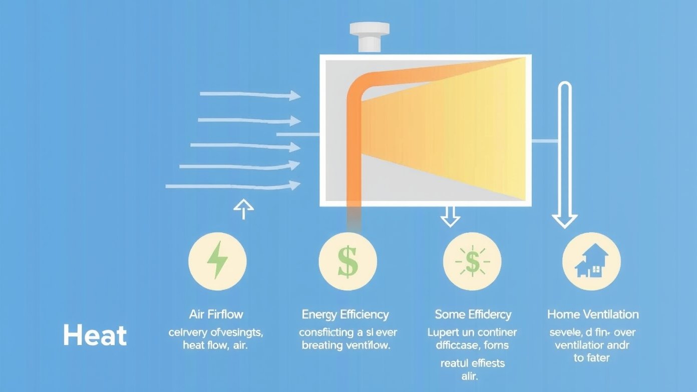Rekuperátor működése és energiahatékonyság illusztrációja.