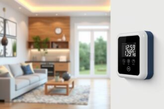 Digitális vízóra a modern otthonban, a vízfogyasztás nyomon követésére.