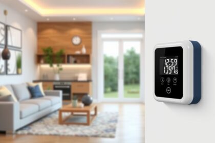 Digitális vízóra a modern otthonban, a vízfogyasztás nyomon követésére.