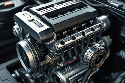 Valvetronic motorvezérlő rendszer részletei egy modern autó motorban