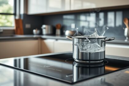 Indukciós főzőlap, gyors vízforralás konyhában.