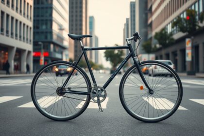 Egysebességes kerékpár városi környezetben, a minimalizmus szimbóluma