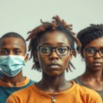 Fiatalok csoportja maszkban, akik a drogfogyasztás veszélyeire reflektálnak