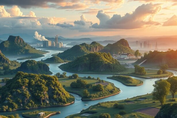 Természetes táj gyárakkal, a környezeti hatások elemzése szempontjából