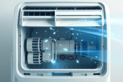 Mobil klíma belső részlete, hűtőfolyadékkal működik a nyári meleg ellen.