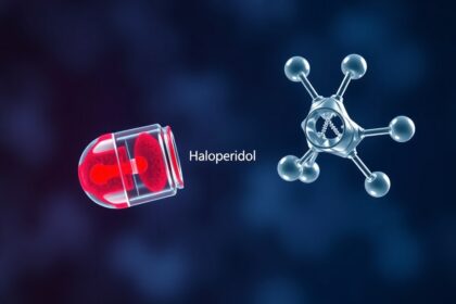 Haloperidol kapszula és molekula illusztrációja