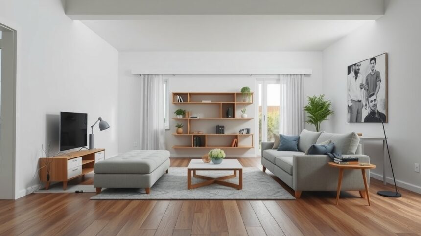 Modern otthon nappali berendezés powerline adapter használata mellett