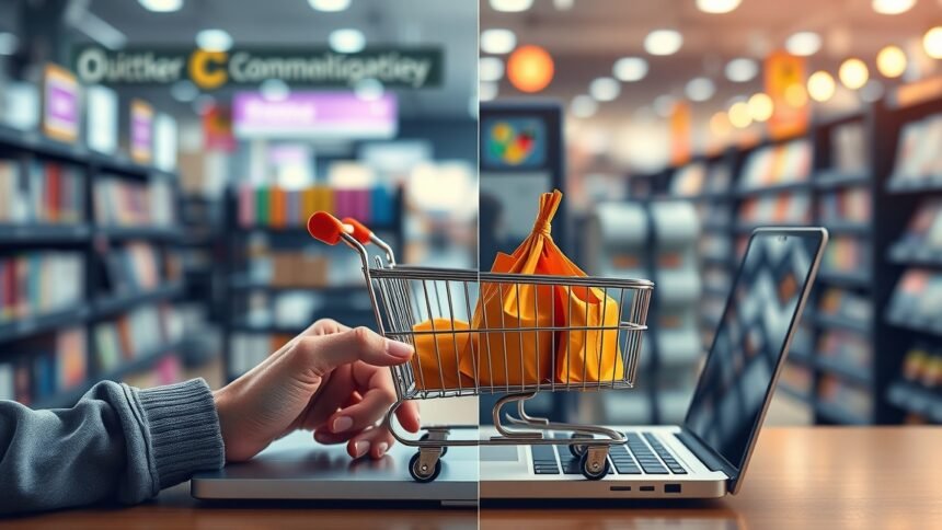 Digitális vásárlás: bevásárlókocsi és laptop kombinációja