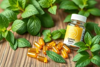 Citromfű kapszula és friss citromfű levelek