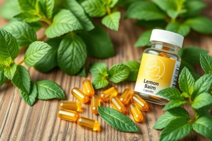 Citromfű kapszula és friss citromfű levelek