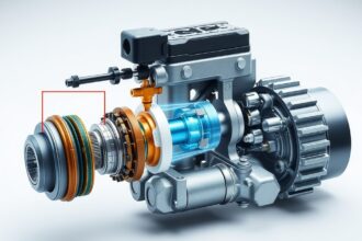 Kopogásérzékelő működését bemutató mechanikai rendszer ábra