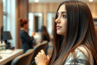 Keratinos hajkezelés során szép, fényes haj