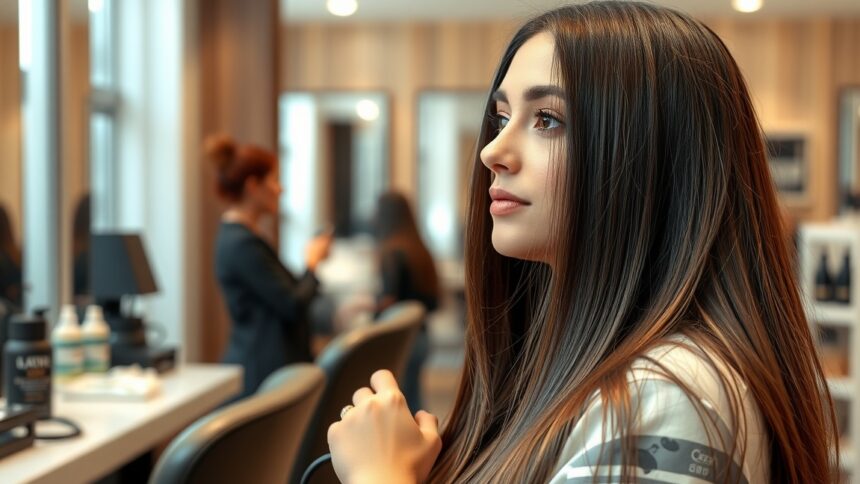 Keratinos hajkezelés során szép, fényes haj