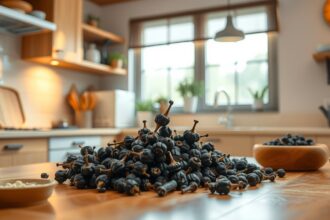 Bors fűszer étkezőasztalon, figyelmeztetve az egészségügyi hatásokra.