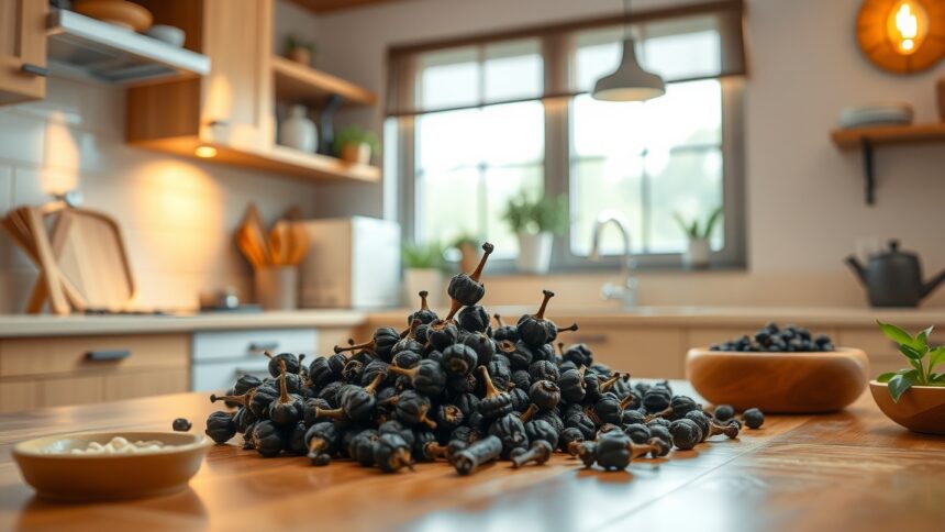 Bors fűszer étkezőasztalon, figyelmeztetve az egészségügyi hatásokra.