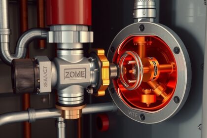 Zónaszelep részletes képe a fűtési rendszerben