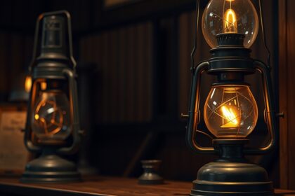 Benzinlámpa részlete, amely klasszikus fényforrást képvisel.