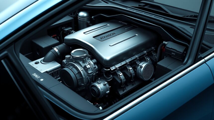 Atkinson-motor autó motorja, hatékony és környezetbarát megoldás.