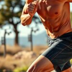 Futó férfi, aki az izmokat edzi és fejlődik a szabadban.