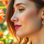 Mágneses fülbevaló elegáns ékszer virágos háttérben