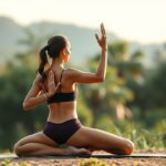 Astanga jóga gyakorlása a természetben, test és lélek harmóniája.