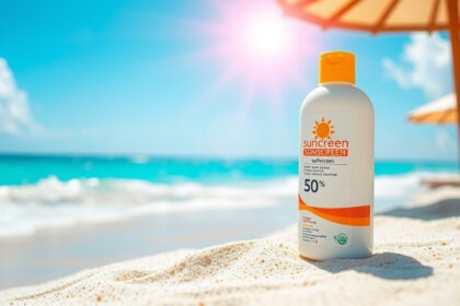 Naptej a tengerparton, napvédő bőrápoláshoz.