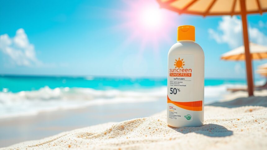 Naptej a tengerparton, napvédő bőrápoláshoz.