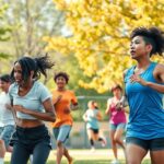 Futó emberek a természetben, sport és egészség javítása